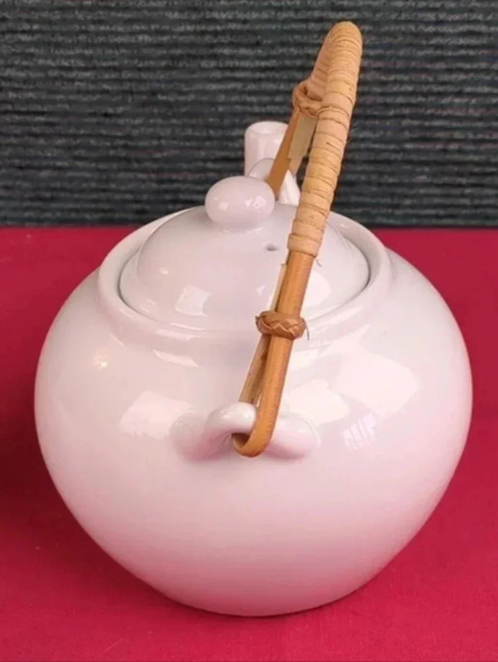 Pier 1 White China Teapot & 4 Cups Japanese Style, For Kitty Rescue!